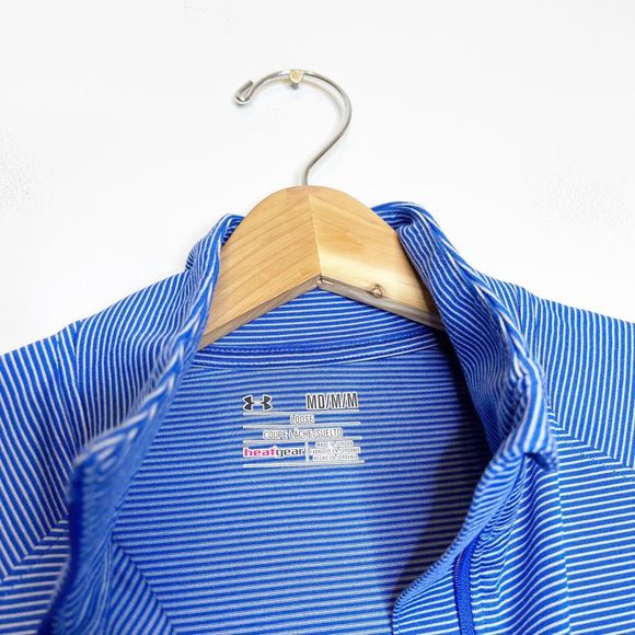 Under Armour M Medium Duke University Pullover Blue Striped 1/4 Zip Long Sleeve - Picture 6 of 6